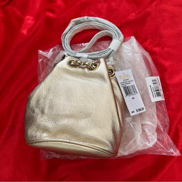 NWT Michael Michael Kors Frankie Drawstring Crossbody Bag in Pale Gold - Picture 7 of 7